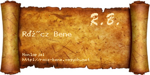 Rácz Bene névjegykártya